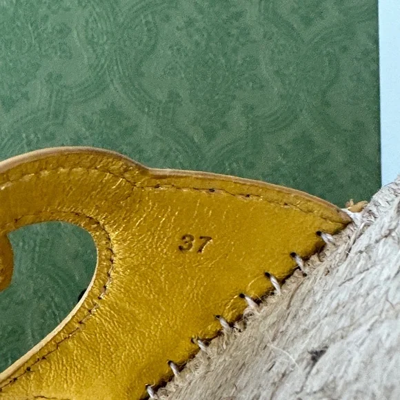 size 37G - Gucci Espadrille Gold GG cutout slide sandal